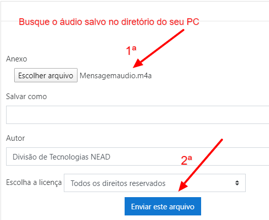 Inserção de Áudio no Moodle